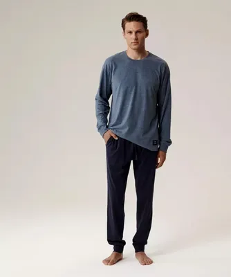 Immagine prodotto di Pigiama da uomo Atlantic, modello classico, blu navy, in cotone, comodo, taglia L
