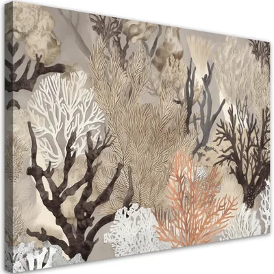 Image de Toile « Coraux » 90 x 60 Feeby Beige Image pour le mur, prête à être accrochée