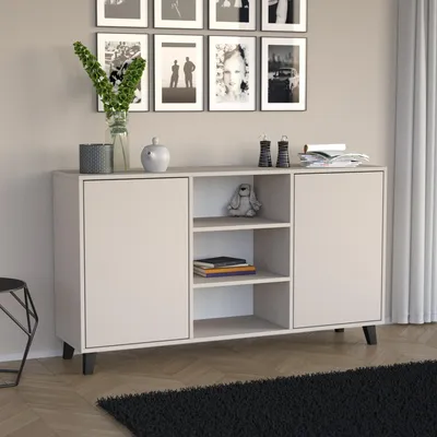 Produktbild von BEAUTYSOFA  Kommode HOME 150 cm Kaschmir, Sideboard mit 2 Türen und drei offenen Fächern, Anrichte für Wohnzimmer & Flur, Push-to-Open, grifflos