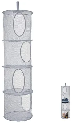 Image de Rangement suspendu pour peluches, rangement suspendu à 4 étages pour enfants, sac de rangement suspendu en filet, filets de rangement pliables pour peluches, étagère suspendue pour jouets et petits vêtements