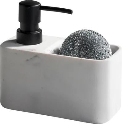 Produktbild von Geschirrspül-Set - Weiß - Grau - H 14 cm - Kunststoff - Marmoroptik - 2-teilig