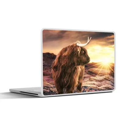 Produktbild von MuchoWow® Laptop Aufkleber Sticker Cover Schottischer Highlander - Kuh - Horizont 40x30 cm - Laptop Dekoration - Selbstklebend