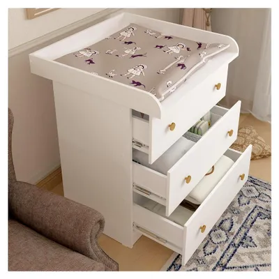 Produktbild von Wickelkommode für Kinder in Weiß, Wickeltisch mit Stauraum für das Babyzimmer