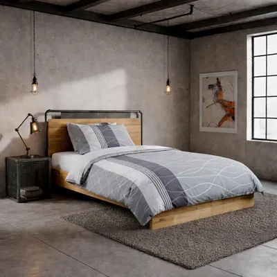 Produktbild von Biber Bettwäsche 135x200 cm | 2tlg. | 100% Baumwolle | mit Reißverschluss | Anthrazit  Grau gestreift mit Wellenmuster