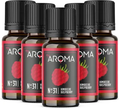 Produktbild von myAROMA flavour drops – Himbeere 5x10ml, natürliches Lebensmittelaroma, zuckerfrei & kalorienfrei, vegan ohne künstliche Farbstoffe