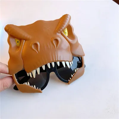 Imagen del producto de Gafas de dinosaurio de dibujos animados divertidas, disfraz para niños, ideales para fiestas de cumpleaños, gafas de sol adorables, accesorios para fotografía y disfraces, color marrón