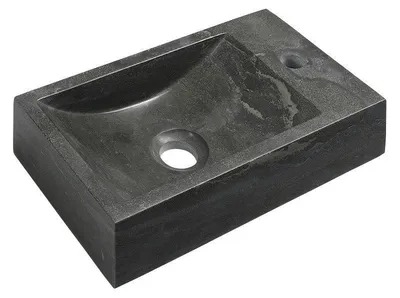 Zdjęcie produktu dla Kamienna umywalka BLOK 40x10x22 cm, otwór po prawej stronie, antracyt (2401-28)