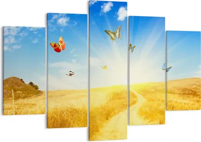 Produktbild von Bild auf Leinwand - Leinwandbild - Schmetterlinge Wiese Gras - 150x100cm - Wand Bild - Wanddeko - Leinwanddruck - Bilder - Kunstdruck - Wanddekoration - Leinwand bilder - Wandkunst - EA150x100-0517
