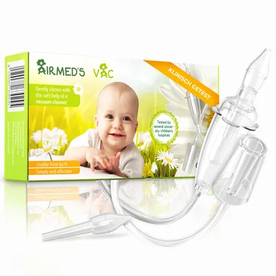 Productafbeelding van Airmed's Vac neuszuiger baby. Klinisch getest, veilig en zacht. Geschikt voor elke stofzuiger