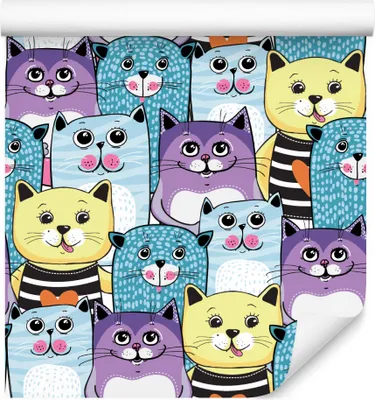 Produktbild von 10m VLIES TAPETE Rolle Kinderzimmer Lustige Bunte Katzen Kugeln Natur XXL