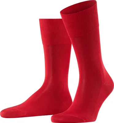 Produktbild von FALKE Herren Socken - Tiago, Strümpfe, Baumwolle, Logo, lang, einfarbig Rot 41-42
