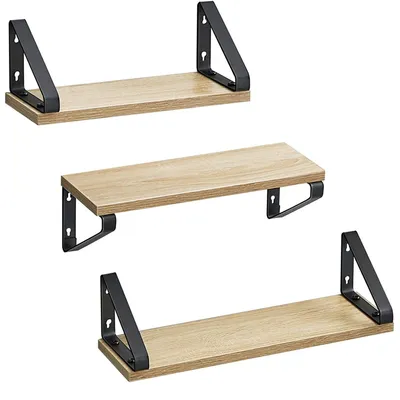 Image de Set de 3 étagères suspendues Sonoma en acier et bois