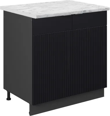 Produktbild von Spülenunterschrank Vicco Fame-Line Schwarz gestreift 80 cm , AP Marmor, Model 50665