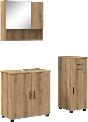 Immagine prodotto di vidaXL Set di mobili da bagno, 3 pezzi, effetto legno artigianale rovere, 61 x 35 x 64 cm