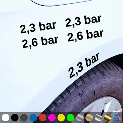 Produktbild von PantherPixel Luftdruck Aufkleber Reifenluftdruck BAR Reifendruck Sticker Auto Geschenkidee Farbe Schwarz