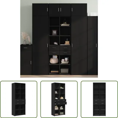 Produktbild von The Living Store Highboard Schwarz 70x42,5x185 cm Holzwerkstoff