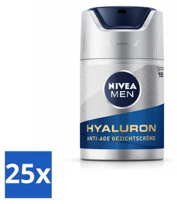 Zdjęcie produktu dla 25 sztuk kremu do twarzy NIVEA MEN Anti-Age z filtrem SPF 15 - pojemność 50 ml - zestaw ekonomiczny