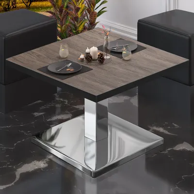 Produktbild von BM | Bistro Loungetisch | B:T:H 80 x 80 x 41 cm | Light Wenge / Edelstahl | Bistro Tisch Loungetisch