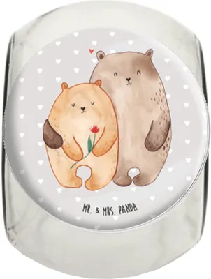 Produktbild von Mr. & Mrs. Panda Bonboniere Bären Liebe XL 2000ml - Grau Pastell - Geschenk, Umarmung, Teedose, schraubglas, Aufbewahrungsdose, Hocheitstag, Vorratsdose, Kuscheln, Blume