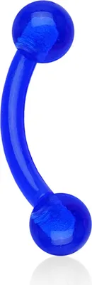 Produktbild von viva-adorno 1,2x10x4mm Piercing Banane Augenbrauenpiercing Kunststoff Kunststoff Kugeln in verschiedenen Farben und Größen Z306, blau