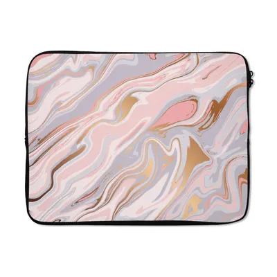 Produktbild von MuchoWow® Laptop Hülle 17 Zoll Laptoptasche Marmor - Pastell - Abstrakt - Muster - Zipper - Schutzabdeckung