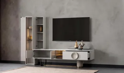 Immagine prodotto di Design moderno e funzionale Mobile TV in legno bianco per soggiorno