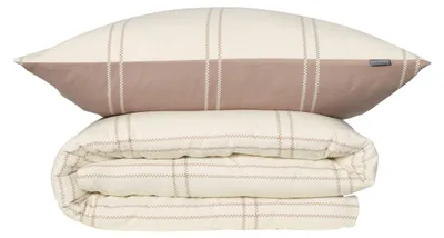 Produktbild von SCHIESSER Bettwäscheset Ellis | Kariert | Feinbiber | 2-teilig | 100% Baumwolle | Kuschelweich | YKK-Reißverschluss | 135x200 cm + 80x80 cm | Offwhite