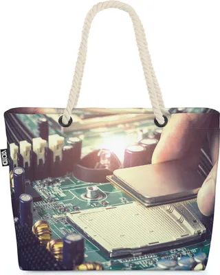 Produktbild von VOID Computer CPU Chip Strandtasche Shopper 58x38x16cm 23L XXL Einkaufstasche Tasche Reisetasche Beach Bag