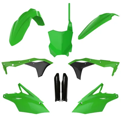 Image de Kit de pièces en plastique POLISPORT pour Kawasaki KXF 250, modèles 2017-2020, couleur vert et noir