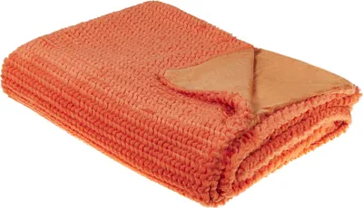 Produktbild von BELIANI Kuscheldecke Orange Polyester 150 x 200 cm Modern Skandinavisch Schlafzimmer Wohnzimmer Accessoire Deko Überwurf Wohndecke Sofadecke Tagesdecke