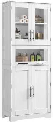 Image de Armoire de rangement, panneau MDF haut de gamme, 60 cm × 30 cm × 170 cm, à monter, pour le salon, étagères réglables en hauteur
