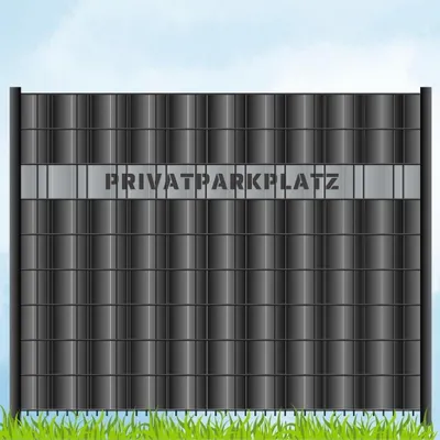 Produktbild von zaun|zu Sichtschutzstreifen mit Laser Beschriftung "PRIVATPARKPLATZ"  Doppelstab Fenstergrau 2,55m