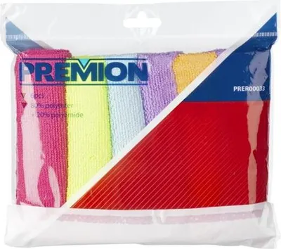 Obrázok produktu pre Čistiace utierky z mikrovlákna PREMION, 6 ks, 30 × 30 cm, na mokré aj suché použitie, PRER00033