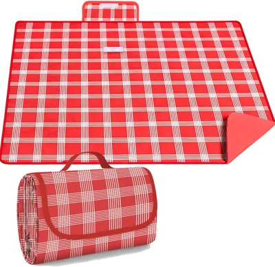 Imagen del producto de Manta de picnic impermeable, de 200 x 200 cm, con asa de transporte, antarena, ideal para camping y playa