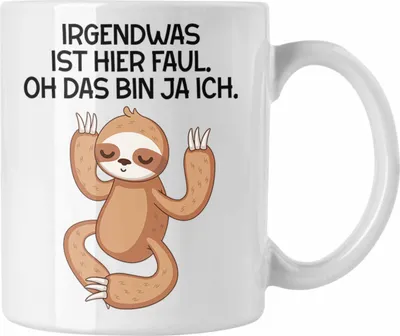Produktbild von Trendation - Faultier Grafik Tasse Lustiger Spruch Bürotasse mit Spruch Geschenk Kollege Kollegin Faul (Weiß)