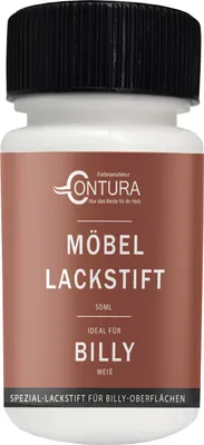 Produktbild von Contura 50ml. Möbel Lackstift passend für BILLY Weiß Regal Reparaturstift Lackfarbe
