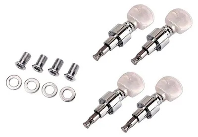 Image de Tête de banjo - Banjo 4 cordes - Chevilles mécaniques - Métal de haute qualité - Coussinet en caoutchouc antidérapant - Durable et résistant à l'usure - Accordeur de banjo