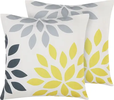 Produktbild von BELIANI Gartenkissen 2er Set bunt 45 x 45 cm aus Polyester mit Blättermotiv Quadratisch Garten/ Balkon /Terrasse modernes Design