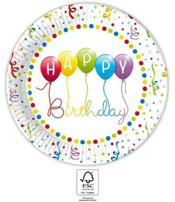 Zdjęcie produktu dla 8 Teller Happy Birthday Streamers