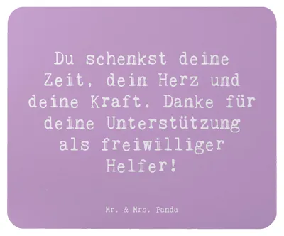 Produktbild von Mr. & Mrs. Panda Mousepad Spruch Freiwilliger Dank - Lavendeltraum - Geschenk, mauspad laptop, Held des Alltags, mousematte, Aufmerksamkeit, Danke sagen, Handgefertigt
