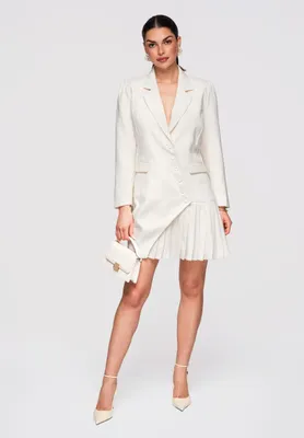 Produktbild von LARICA Etuikleid Minikleid V-Ausschnitt Figurbetont Elegant LA-OM-DLR302 ecru M