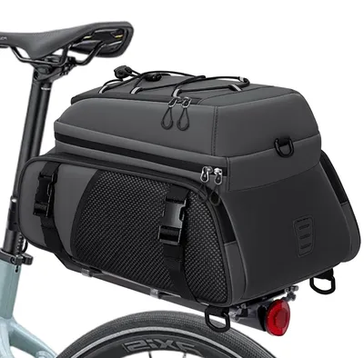 Immagine prodotto di Borsa da bicicletta impermeabile 3-in-1 - 15L - Grigia - Con coperture antipioggia