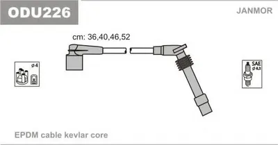 Produktbild von JANMOR ODU226 Zündkabelsatz Zündleitungssatz für OPEL Corsa B Schrägheck (S93) Omega B Limousine (V94) VECTRA B (36) Omega B Caravan (V94)