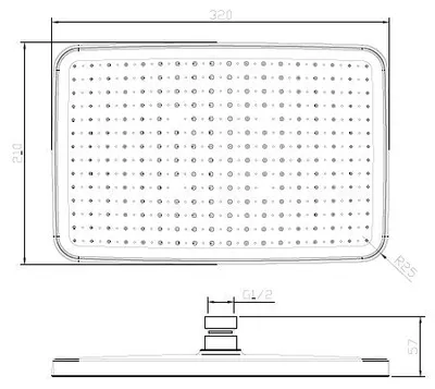 Produktbild von AVAPAX | Rechteckige Kopfbrause 32 x 21 cm - ABS-Kunststoff - Schwarz matt - G1/2-Anschluss