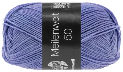 Produktbild von Lana Grossa MEILENWEIT 50 g UNI 4-fach Sockenwolle mit 80 % Schurwolle 210 m Farbe 1414 - Veilchenblau