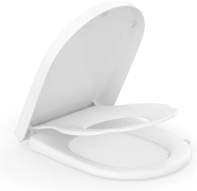 Image de Couvercle de toilette en forme de D, avec réducteur pour enfant et système de fermeture douce