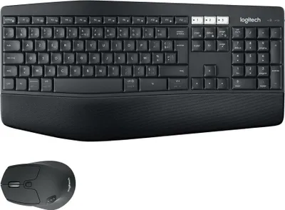 Obrázek produktu pro Logitech 920-008222, Plná velikost (100 %), Bezdrátový, RF bezdrátové + Bluetooth, AZERTY, Černá, Obsahuje myš