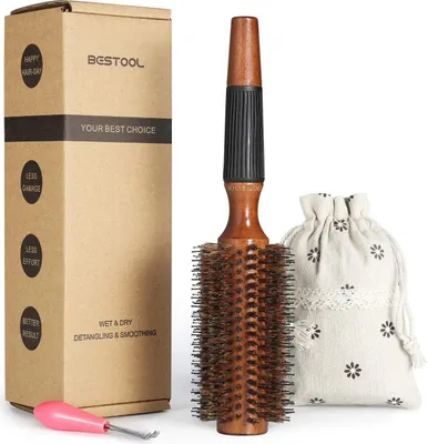 Image de BESTOOL Brosse ronde en poils de sanglier, 2,5 pouces
