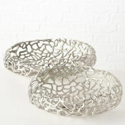 Produktbild von Dekoschale Fidan Ø33/40 cm H11/13 cm  Aluminium Silber 2 er Set