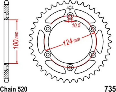 Produktbild von Esjot Kettenrad 520 42z Stahl schwarz